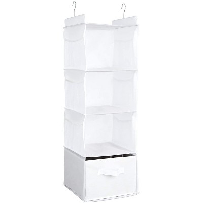 Farmlyn Creek 4-Shelf Hanging Closet Organizer with Pockets, White (12 x 11.5 x 33.6 in)