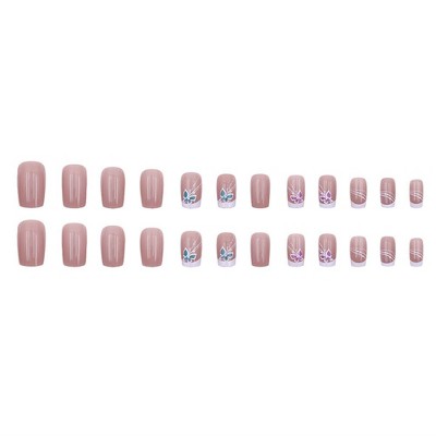 LOVELAY CREATIONS Short Press-On Nails with Butterfly Full Cover Acrylic