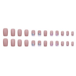 LOVELAY CREATIONS Short Press-On Nails with Butterfly Full Cover Acrylic - 1 of 4