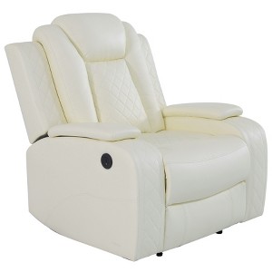 Tribesigns Breathing Leather 3-Piece Recliner Sofa Set with Adjustable Backrest, Storage, Wireless Charger & LED Lighting, White for Living Room - 1 of 4