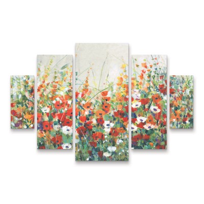 Trademark Fine Art Tim OToole  Garden in Bloom II 5 Piece Panel Set Art