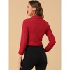 INSPIRE CHIC Women's Regular Fit Notched Lapel Ruched Sleeve Business Crop Blazer - 4 of 4