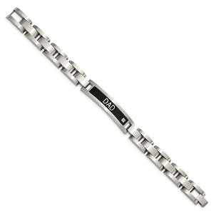 Chisel Stainless Steel Brushed Black IP-plated with Cubic Zirconia DAD 8.75" Bracelet and 24" Necklace Set - 1 of 4
