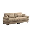 Aukfa Camel Velvet Large  Sofa with Bolster Armrests, Waist & Throw Pillows – Modern Couch for Living Room, Bedroom or Office - 3 of 4