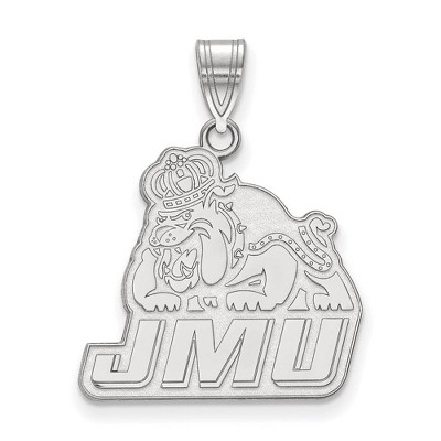 Black Bow Jewelry 10k White Gold James Madison Dukes NCAA Large Pendant