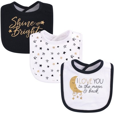  Yoga Sprout Baby Cotton Bandana Bibs 3pk, Metallic Moon, One Size 