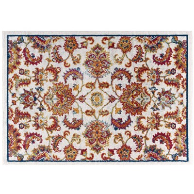 Modway Entourage Azami 8x10 Area Rug – Distressed Vintage Floral Lattice Design in Multicolor, Indoor Living Room Rug