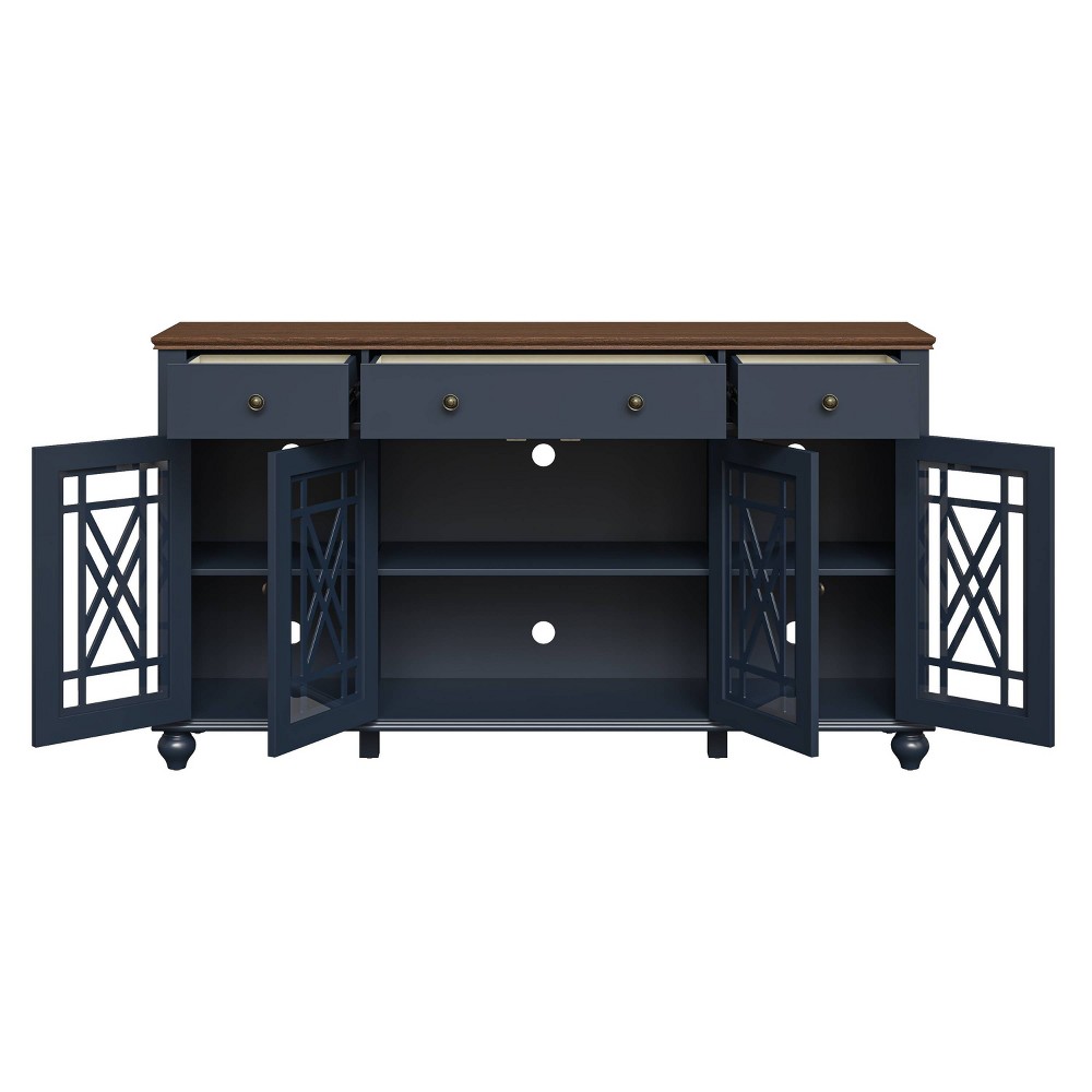 Festivo 63" Vintage Style Storage Accent Buffet Sideboard Cabinet with Drawers Navy