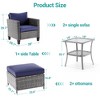 Sonkuki 5 Pieces PE Rattan Furniture Set with Side Table, Patio Chair with Washable Cushion, Ottomans for Balcony, Porch and Yard - 3 of 4