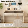 Console Table Entryway Table, Retro Curved Sofa Table with 2 Large Drawers, Narrow Console Table,Antique Black - 4 of 4
