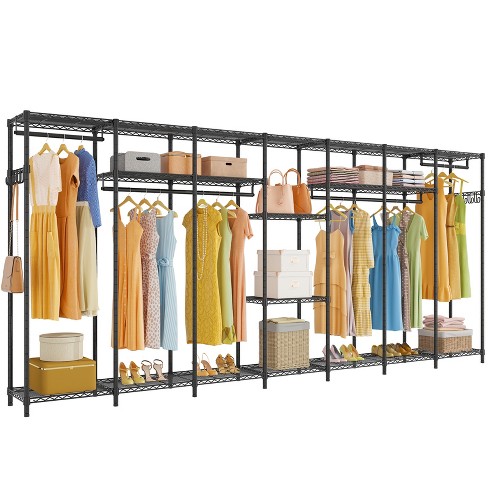 Costway Metal Garment Rack Free Standing Closet Organizer W/5 Shelves  Hanging Bar Black : Target