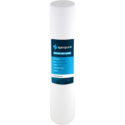 SpiroPure SP-DD-2501-20BB 20 x 4.5" Dual Gradient Polypropylene Sediment Water Filter Cartridge for Clean Drinking Water, 1 Micron (6 Pack)