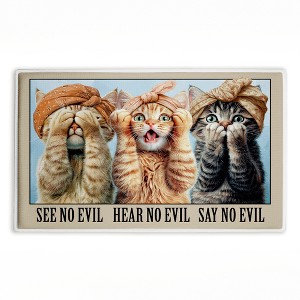 Stupell Industries See No Evil Cats Trio Printed Plush Bathroom Floor Mat, design by Jim Baldwin - 1 of 4