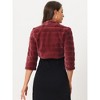 INSPIRE CHIC Women's Open Front 3/4 Sleeve Faux Fur Cropped Jacket - 4 of 4