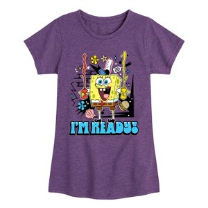 Girls' - SpongeBob SquarePants - I'm Ready Fitted Short Sleeve Graphic T-Shirt - 1 of 4