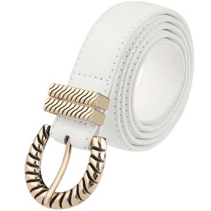 INSPIRE CHIC Women Gold Buckle Vintage 1.1" Width Classic Faux Leather Waist Belts 1Pc - 1 of 4