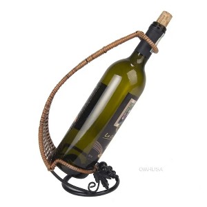 Embellished Wine Holder – Grapevine Design – 11.02 in Rattan Metal Stand By Old Modern Handicrafts - 1 of 4