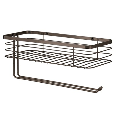 Mdesign Over Cabinet Paper Towel Holder With Multi-purpose Shelf - Chrome :  Target