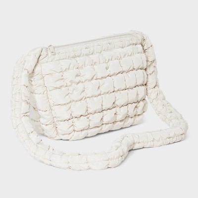 Wild Fable Puffer Crossbody Handbag - Wild Fable™ Cream: Softside, Woven, Single Strap, Zip Closure — фото 3