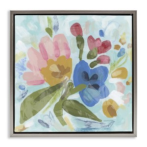 Stupell Industries Stylish Pop Flowers Black Framed Floater Canvas Wall Art - 1 of 4