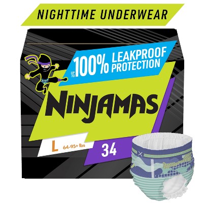 Ninjamas Nighttime Bedwetting Girls Underwear Size L/XL, 34 ct