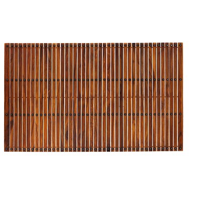 Nordic Teak 59" x 35" Oiled Shower and Bath Mat with Rubber Footing