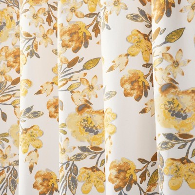 Tanisha Yellow and Gray Floral Polyester Shower Curtain 72" x 72"