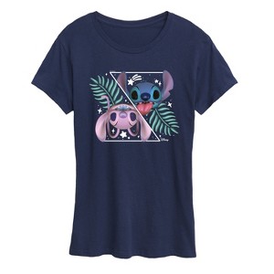 Women's - Lilo and Stitch - Stitch And Angel Split Short Sleeve Graphic T-Shirt - 1 of 4