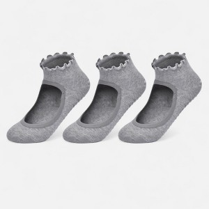 Anna-Kaci Women's 3-Pack Non-Slip Ballet Cut Ankle Socks with Ruffled Trim and Grip Soles for Yoga or Daily Wear - 1 of 1