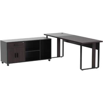 Tribesigns L-Shaped Office Desk with Drawers, 70.86" Large Executive Desk with Lateral File Cabinet