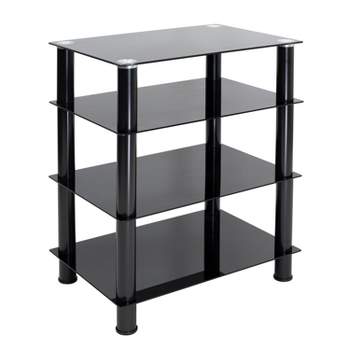 Mount-It! Tempered Glass AV Component Media Stand, Audio Tower and Media Center with 4 Shelves, 88 Lbs. Capacity, Black