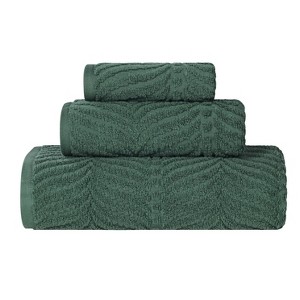 Chevron Zero Twist Cotton Solid and Jacquard Hand Towel Set of 6 by Blue Nile Mills - 1 of 4