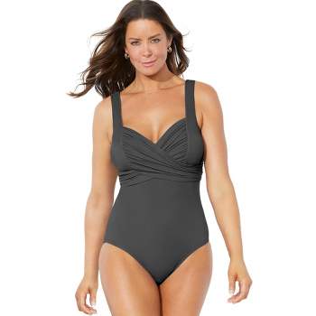 Swimsuits for All Women's Plus Size Spliced One Piece Swimsuit - 12, Purple