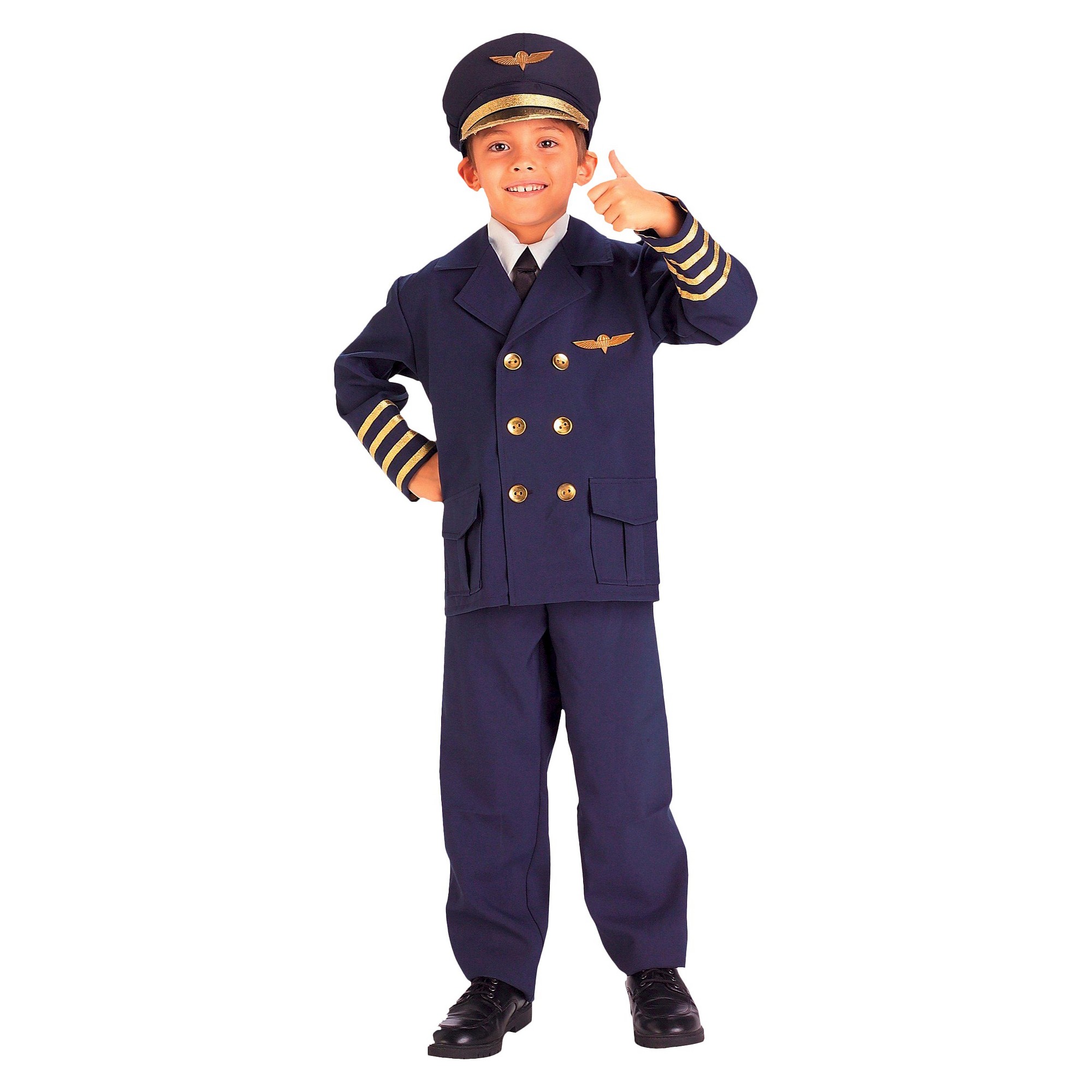 Halloween Boys Airline Pilot Costume - S(4-6), Boy's, Size: Small(4-6), Blue