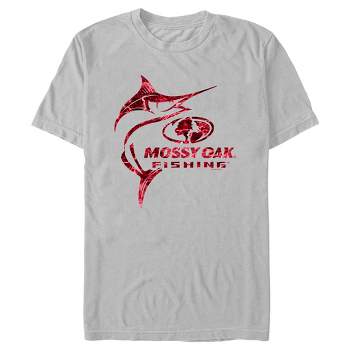 Men's Mossy Oak Bass Fishing Red Logo T-shirt - Silver - Large