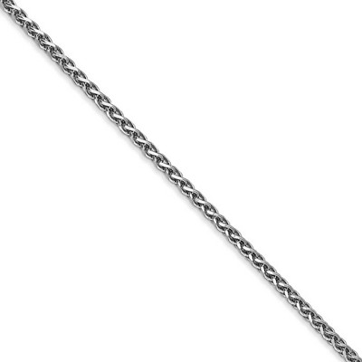 Black Bow Jewelry 1.8mm 14k White Gold Solid Diamond Cut Spiga Chain Necklace