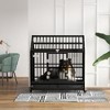 PawHut 49" Heavy Duty Dog Crate, Strong Steel Large Dog Crate with 4 Lockable Wheels, Double Doors, and Removable Tray, for XL and L Dogs, Black - 2 of 4