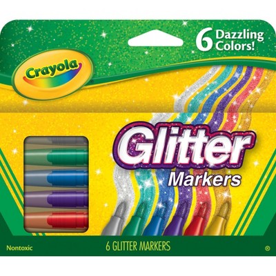 Crayola Non-Toxic Glitter Marker Set, Assorted Colors, set of 6