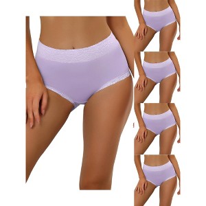 Allegra K Women's Cotton High-Waist Lace Trim Tummy Control 5 Packs Full Coverage Briefs - 1 of 4