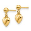 Black Bow Jewelry Kids Puffed Heart Dangle Post Earrings in 14k Yellow Gold - 2 of 4