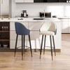 POVISON 30'' Modern Leather Bar Height Stools Set of 2, Upholstered Bar Chairs for Kitchen Island, Navy Blue - 2 of 4
