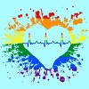 Adult Design By Humans Pride Heartbeat EKG Splatter By LegatoTendo Racerback Tank Top - 2 of 2