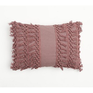 HomeRoots 14" X 20" Mauve Handmade Indoor Outdoor Throw Pillow Cover With Tassels - 1 of 4