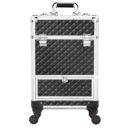 Yaheetech Rolling Makeup Train Case Aluminum Cosmetic Case, Black : Target