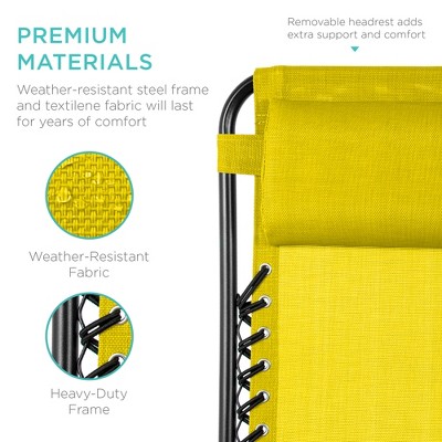 Sunflower Yellow Ergonomic Zero Gravity Outdoor Lounger Set with Cushions