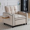 3-in-1 Adjustable Chaise Lounge with Side Table, Phone Holder&Cup box, Convertible Sofa Bed Sleeper Chair Accent Chair, Beige/Black/Blue-ModernLuxe - 2 of 4