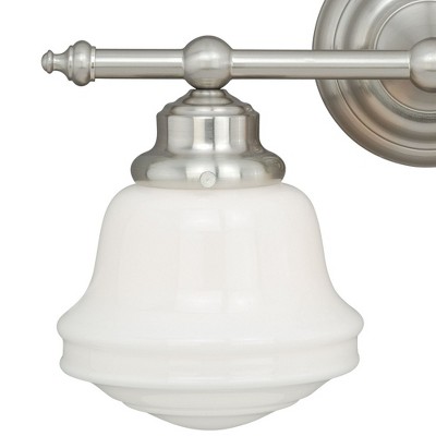 Huntley 16" Satin Nickel and White Glass Bathroom Vanity Light