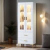 Hommoo Freestanding Storage Cabinet with LED Light, Doors & 2 Drawers - 2 of 4