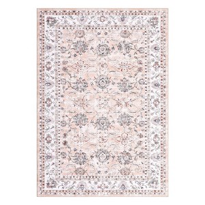 Vintage Rug Non Slip Non Shedding Washable Rug Bordered Printed Low Pile Soft Distressed Foldable Carpet for Bedroom Living Room Office Nursery - 1 of 4