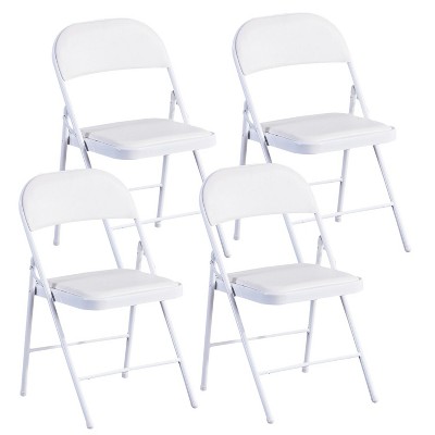 SKONYON 4 Pack Folding Chairs Portable Vinyl Padded Folding Chair with Durable Steel Frame